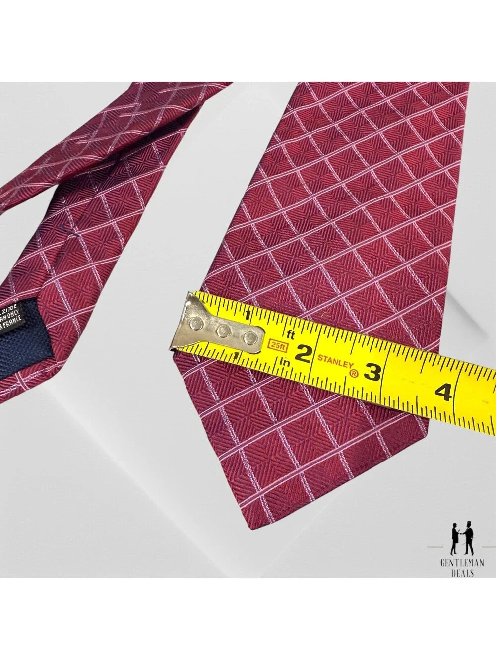 Thomas Pink Men's Necktie Red Purple Checks 100% Silk Classic Silk  60x3.3/4